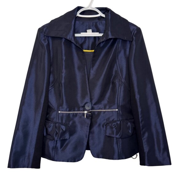 Andy The-Anh women's two-tone single button long sleeve blazer size 8 - Picture 2 of 11